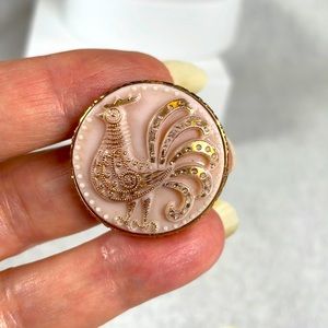 Vintage Rooster Button Brooch/Pendant